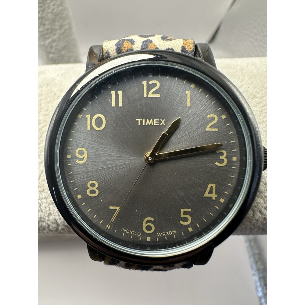 Timex T2N714‎ New Battery 38MM 7.5" Cheetah Print Leather Band N7